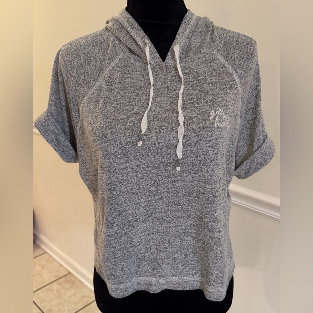Gilly Hicks Gray Hooded Short-Sleeve Sweatshirt